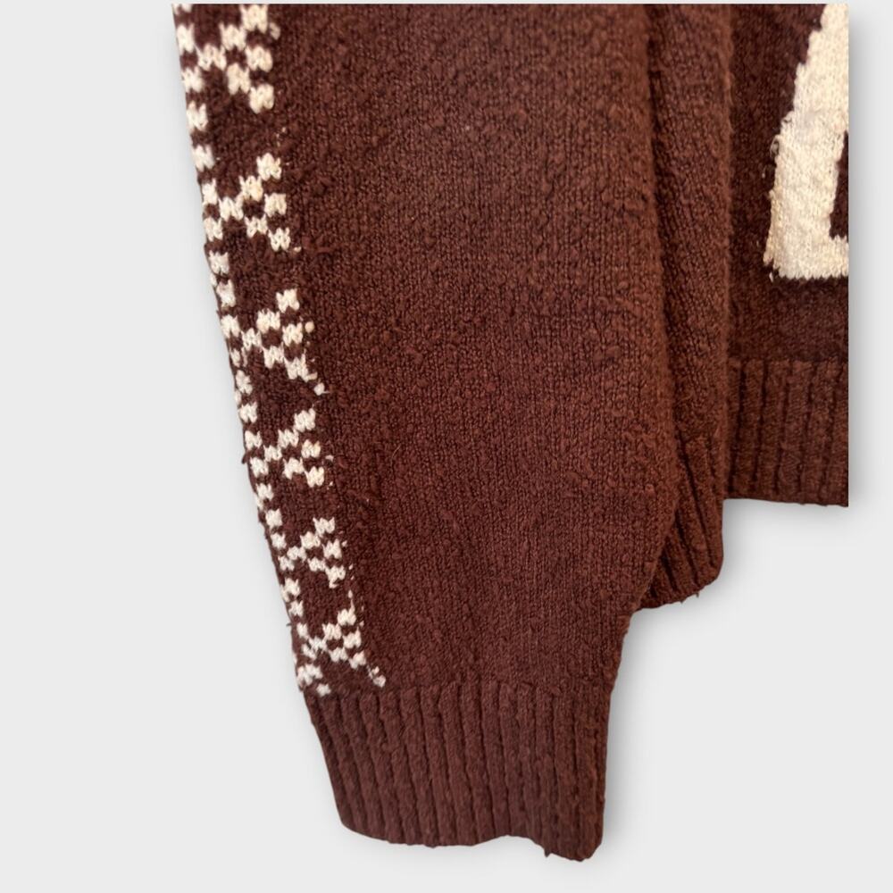 NEW FREE PEOPLE Story Book Cotton Blend Sweater In Brown Size Small - Picture 9 of 13